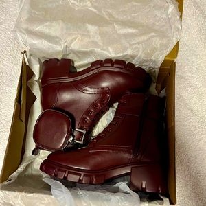 JustFab Tanzi Lug Sole Bootie, size: 7, color: Oxblood Red